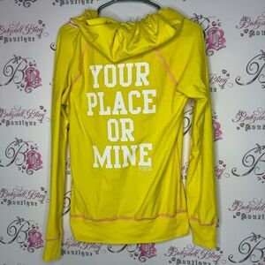 Victoria secret pink sweater pullover your place or mine yellow white pink 2 way